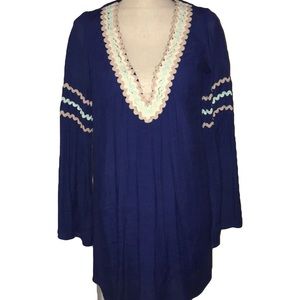 JUDITH MARCH dress bell sleeves deep v neck